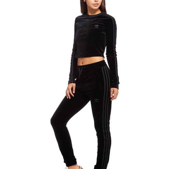 adidas black velvet tracksuit